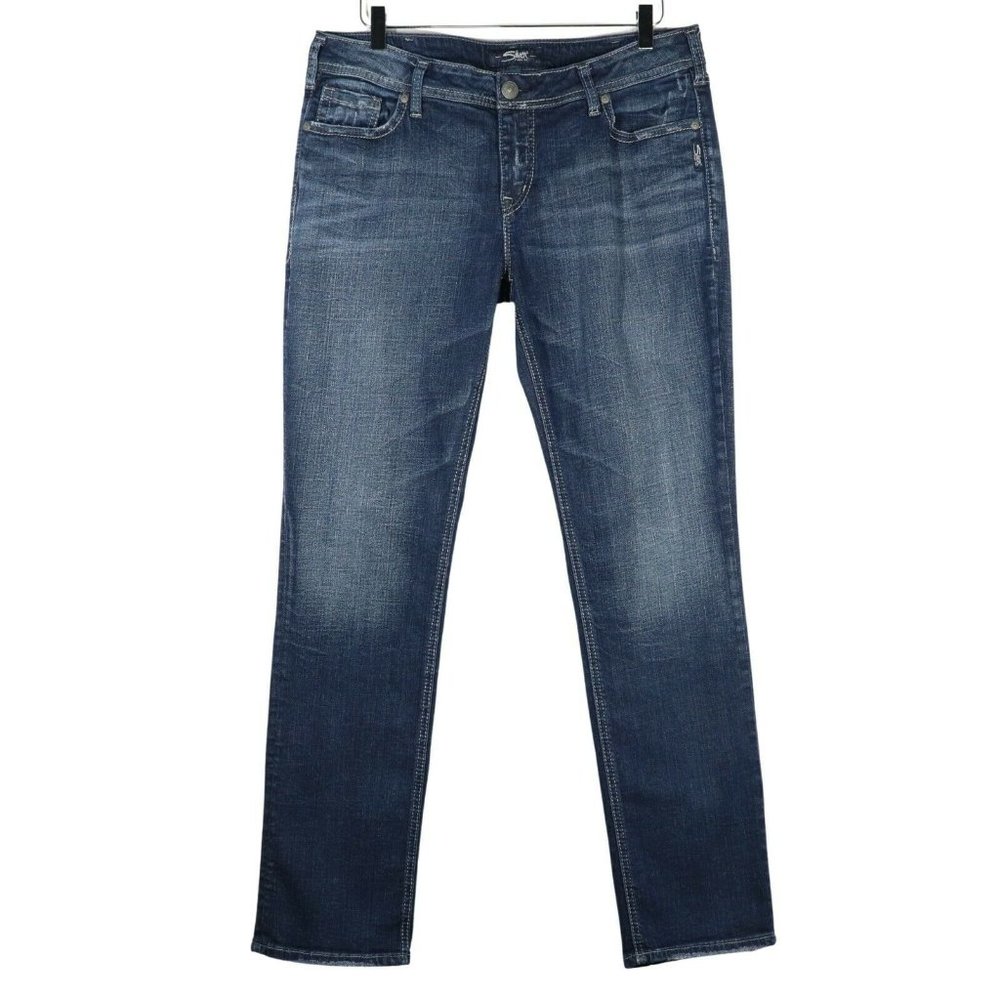 Silver Jeans Elyse Straight Stretch Embroidered 31